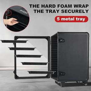 Valise miniature portable pour le rangement et l'exposition de collection avec roulettes et 5 plateaux métalliques pour figurines/modèles de voitures/pierres - Product Image 5