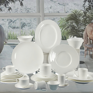 Factory Direct Home Use Hotels Wholesale Price Cheap White Ceramic Dinnerware <b>Set</b> Includes Porcelain Plates Dishwasher Safe - Product Image 3