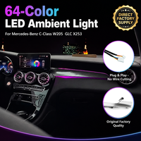 Lumière ambiante LED pour tableau de bord copilote 64 couleurs pour Mercedes Benz W205 X253 C GLC AMG C43 C63 Coupé, lampe de tableau de bord central