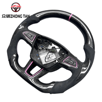 Volant sport modifié en fibre de carbone et cuir avec LED pour Focus ST, 4 branches et poignée de 40 mm