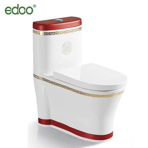 Inodoro Moderno de Una Pieza con Detalles Dorados, Inodoro de Cerámica, WC - Product Image 2