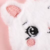 Miroir de maquillage miniature portable léger en aluminium avec poche en peluche de lapin de dessin animé brodé sur mesure, 7,5x8 cm, pour cadeau de beauté ou de vacances