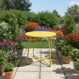 Leisure Modern Metal Garden <b>Tables</b> Round Shape Full Steel Balcony Patio <b>Side</b> <b>Tables</b> Easy Move Garden <b>Set</b> - Product Image 2