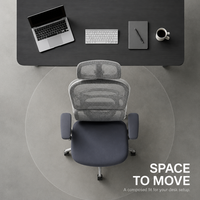 Chaise de bureau ergonomique AOR à dossier haut en maille avec repose-pieds gris, mousse à mémoire de forme, base en alliage d'aluminium robuste, pour le gaming, vente en gros usine