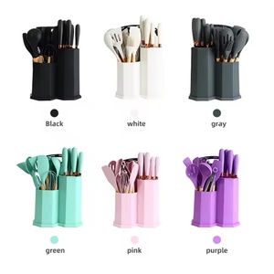 19 Pieces <b>Silicone</b> Kitchen Accessories Wooden Handle Wholesale Kitchen Utensils Cooking <b>Tool</b> Sets - Product Image 2