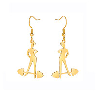 Pendientes de Acero Inoxidable Color Dorado para Mujer, Regalo de Cumpleaños 2023, Pendientes Colgantes para Gimnasio, Ejercicio y Levantamiento de Pesas