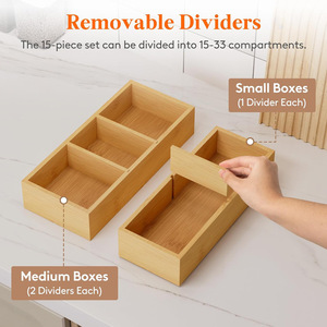 Bamboo Drawer Organizer Adjustable Rectangular <b>Storage</b> <b>Box</b> For <b>Kitchen</b> Cosmetic Office Use - Product Image 4