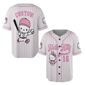 Haute qualité gratuit personnalisé Kawaii bonjour chat Anime Baseball maillot mignon fille chatons Sport <span class=keywords><strong>t</strong></span>-<span class=keywords><strong>shirt</strong></span> vêtements conception personnalisée maillot - Product Image 4