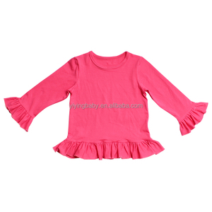 T-shirt Casual primavera per ragazze <span class=keywords><strong>con</strong></span> o-collo a manica lunga e cotone <span class=keywords><strong>con</strong></span> <span class=keywords><strong>volant</strong></span> di alta qualità per neonati abbigliamento da ragazza - Product Image 1