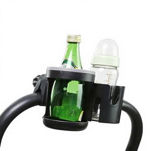 Support de tasse et porte-biberons double pour <span class=keywords><strong>poussette</strong></span> <span class=keywords><strong>Amazon</strong></span> transfrontalière, à fixer sur guidon, pour biberons et bouilloires, <span class=keywords><strong>en</strong></span> ABS et caoutchouc uni - Product Image 1