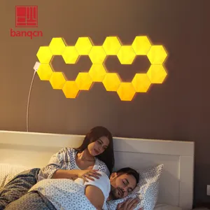 Banqcn hexagon panels shape led light diy modular night light led light wall panels smart app control hexagon wall lamp