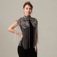 Robe en cachemire à bretelles fines perlées, châle indien pour femme, richement ornée, pour banquet et soirée, cape de soirée purement faite à la main