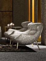 Chaise de Canapé Simple de Luxe Italien Léger | Chaise de Loisirs en Métal Imprimé Léopard Villa pour le Salon