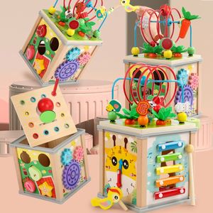 Jouet éducatif 10-en-1 avec labyrinthe à billes et trieur de formes, cadeau de développement pour les enfants de 18 mois et plus, cube d'activités en bois - Product Image 3