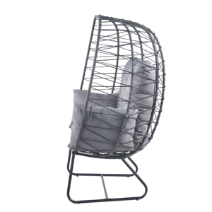 Chaise à œufs Chaise longue en osier d'intérieur avec support et coussins Chaise à œufs pour patio, arrière-cour et porche - Product Image 2