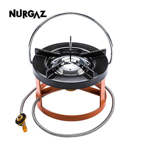 Réchaud de camping portable NURGAZ, brûleur à gaz 130x180mm, design orange vibrant, compatible cartouche plate - Product Image 4
