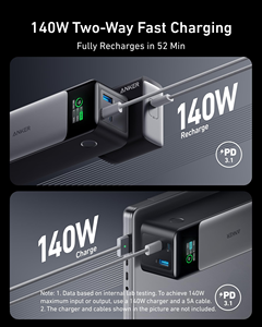 Banco de Energía para <span class=keywords><strong>Anker</strong></span> <span class=keywords><strong>737</strong></span>, Cargador Portátil para Laptop de 140W Máx. con 3 Puertos, 24,000mAh, Pantalla Inteligente - Product Image 3