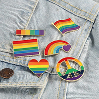 Broches personnalisables en émail en forme de cœur drapeau arc-en-ciel Pride, broches LGBT pour la décoration de sacs à dos, artisanat métallique coloré