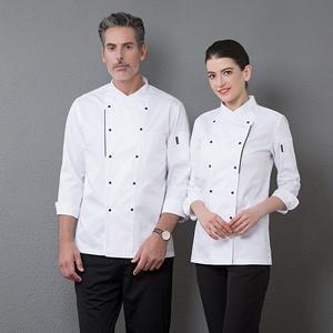 Button Short Sleeve Polyester/Cotton Canvas <b>Chef</b> Coat Hotel Restaurant Kitchen Professional Uniform <b>Top</b> - Product Image 2