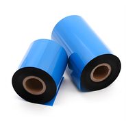 Pita Transfer Panas Kustom Terlaris Berbahan Lilin Resin, Lapisan Luar Biru, Hitam, Lebar 24mm, Kompatibel dengan Printer Label