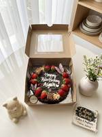 Biodegradable Material Disposabal Packaging with Bow Donut Pastry Macaron Box with Transparent PET Window