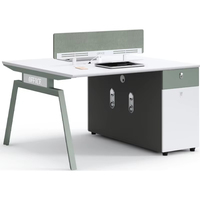 Poste de travail modulaire moderne pour 4 personnes avec cloisons en bois écologiques, montage facile, bureau individuel autoportant pour personnel