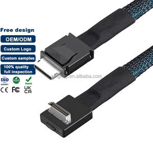Lung Kay 42P oculink 4i PCIe 4.0 SFF-8611 90องศาเซ็ตอิเล็กทรอนิกส์มุมขวาเซิร์ฟเวอร์ SSD สายต่อข้อมูลชุบเงิน - Product Image 1