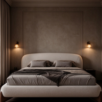 Lit capitonné en tissu bouclé texturé à boucles, style français, léger, chaud, luxueux et doux, pour villa, appartement, hôtel, chambre principale