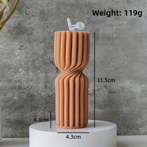 Phong cách Châu Âu hình trụ hương liệu sáp đậu nành nến xuyên biên giới nóng bán nhà trang trí màu nâu hình học nghệ thuật sáng tạo - Product Image 6