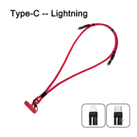 Kabel Pengisi Daya Cepat Tipe-C 60W dengan Tali Leher - Kabel Transfer Data Ponsel Lightning-C, Panjang Dapat Disesuaikan