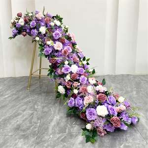 Arco de Boda Personalizado con Decoración Floral, Camino de Flores Rosado Artificial para Fondo de Boda - Product Image 4