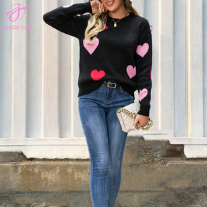 Loveda เสื้อสเวตเตอร์ถักแบบสวมหัวสำหรับผู้หญิง, เสื้อสเวตเตอร์คอกลมลายหัวใจลูกพีชขนาดเล็กสำหรับฤดูใบไม้ร่วงและฤดูหนาว - Product Image 2