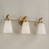 Lámpara de Pared de Estilo Minimalista Moderno, Iluminación Interior, Marco de Latón Envejecido con Cristal Blanco, Lámpara LED para Baño, Hotel, Hogar