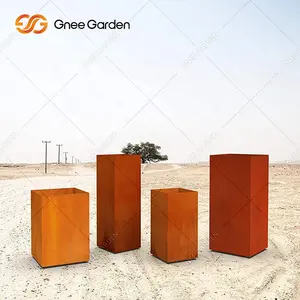 מתכת גדול צמח תיבת מפעל ישיר כיכר עגול Corten פלדה עציץ Custom גן פאטיו פרח סיר