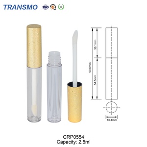 Tubo de Brillo Labial Dorado de 2.5ml con Tapa Redonda y Cierre de Rosca, Envase de Plástico para Rubor, Esmalte de Uñas, Aceite y Otros Productos de Belleza - Product Image 2