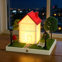 Lampe en forme de maison, décoration d'intérieur, lampe de nuit en résine rechargeable, lampe de chevet pour enfants, pour chambre à coucher
