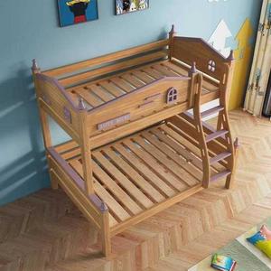 Lit superposé pour enfants en bois, design mignon de <span class=keywords><strong>prince</strong></span>, fabrication directe d'usine, avec tiroirs inférieurs et toboggan en bois de chêne - Product Image 3