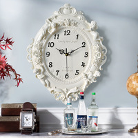 Jam Dinding Resin Kreatif Motif Mawar dengan Bentuk Bundar, Tanpa Suara, untuk Ruang Tamu, Kamar Tidur, Hotel, Restoran