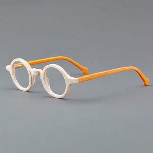 2024 nouveau japonais élégant femmes cadre optique petit rond <span class=keywords><strong>bois</strong></span> motif lunettes hommes classique myope lunettes pour Logo personnalisé - Product Image 4