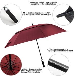 Red Golf <b>Umbrella</b> With Sleeve With Strap Extra Long 62 Inch Large Windproof Double Canopy for Golf Course and Stormy Weather Use - Product Image 4