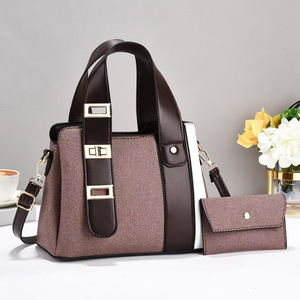 Women Tote Bag Set Patchwork Colorblock <b>Handbag</b> Large Capacity Shoulder Crossbody Bag with Coin Purse PU Leather Street Fashion - Product Image 2