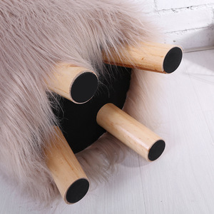 Solid Color Long Hair Faux Fur <b>Stool</b> 30x30Cm Soft Home <b>Ottoman</b> Living Room Furniture Modern Minimalist Design - Product Image 4