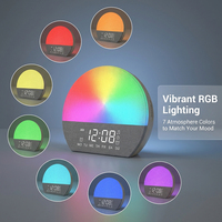 Réveil numérique intelligent de bureau avec lumière de réveil, lampe simulateur d'aube et machine à bruit blanc pour le sommeil des bébés, personnalisable