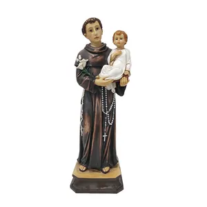 Artigianato in resina statuetta sacra religiosa di san antonio con statua di gesù bambino scultura cattolica