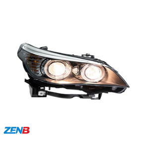 Pour BMW Série 5 E60 03-10, ensemble de phares, version ancienne modifiée en version nouvelle avec lentille LED Angel Eye pour feux de croisement halogènes - Product Image 2