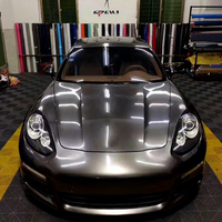 Film de protection de voiture en vinyle PET TPU Cast, vente directe d'usine de Guangzhou, super brillant, gris métallisé foncé, rouleau complet, taille 1,52x16M/5x55FT
