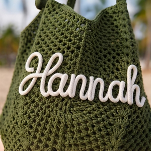 Bolso <span class=keywords><strong>de</strong></span> Playa <span class=keywords><strong>de</strong></span> Ganchillo Personalizado con Nombre, Bolsos <span class=keywords><strong>de</strong></span> Regalo Tejidos a Medida, Recuerdos Hechos a Mano <span class=keywords><strong>para</strong></span> Bodas y Fiestas, Bolso <span class=keywords><strong>de</strong></span> Viaje <span class=keywords><strong>para</strong></span> Mujer - Product Image 5