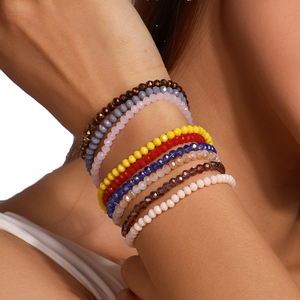 Custom Bohemian Colorful Minimalist Crystal Beaded Charm <b>Bracelet</b> Stack Multi-Layer Elastic Fashion Gift <b>Set</b> Unisex - Product Image 1