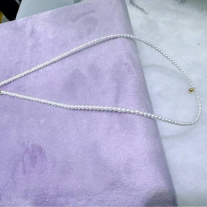 Collier de perles d'eau douce rondes plaqué or Zhuji, 2,5-3 mm, presque sans défaut, avec longueur réglable - Product Image 3