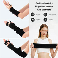 Haute qualité femmes Long hiver tricoté chaud respirant demi doigt bras gants sans doigts conception utilisation quotidienne couleur unie